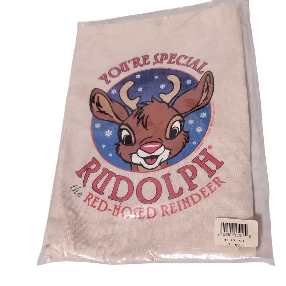 Rudolph the Red-Nosed Reindeer Canvas Tote Bag Applause Christmas VTG 1999 NIP